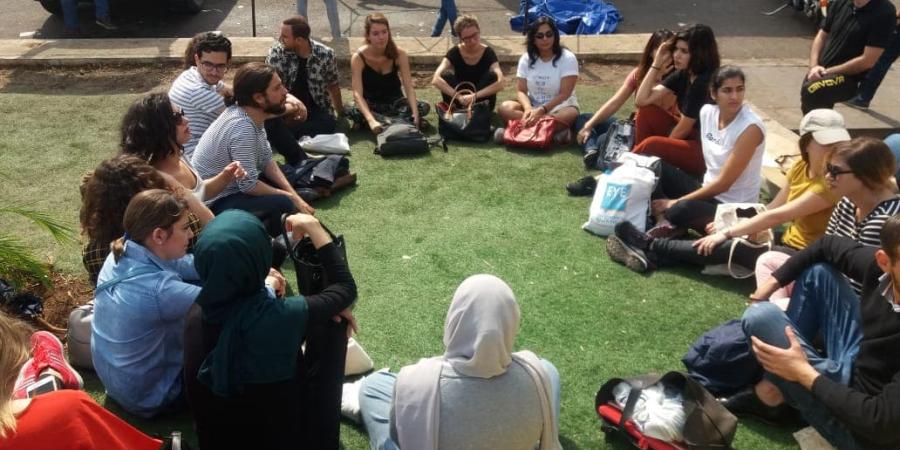 Class during Lebanese revolution in the Beirut 